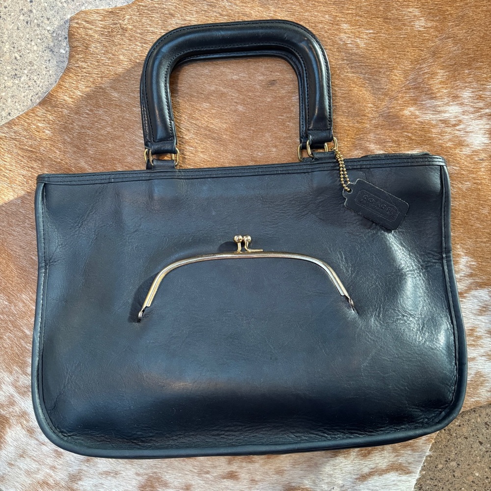 Vintage Coach Kisslock Watermelon tote Satchel Blue 9440